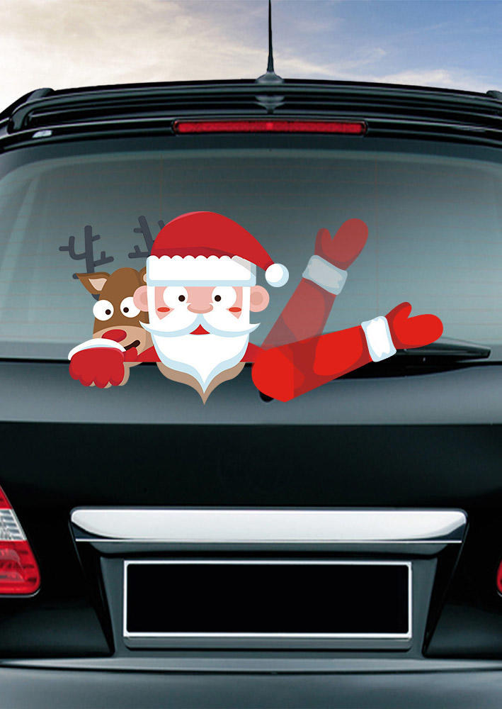 

Christmas Decoration Christmas Decoration Hand Waving Santa Claus Car Sticker Ornament in Red. Size