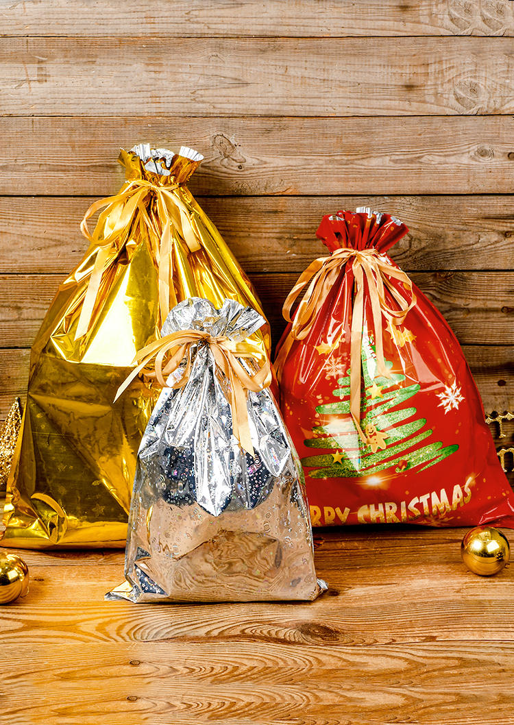 

Christmas Decoration Merry Christmas Drawstring Gift Bags in Multicolor. Size