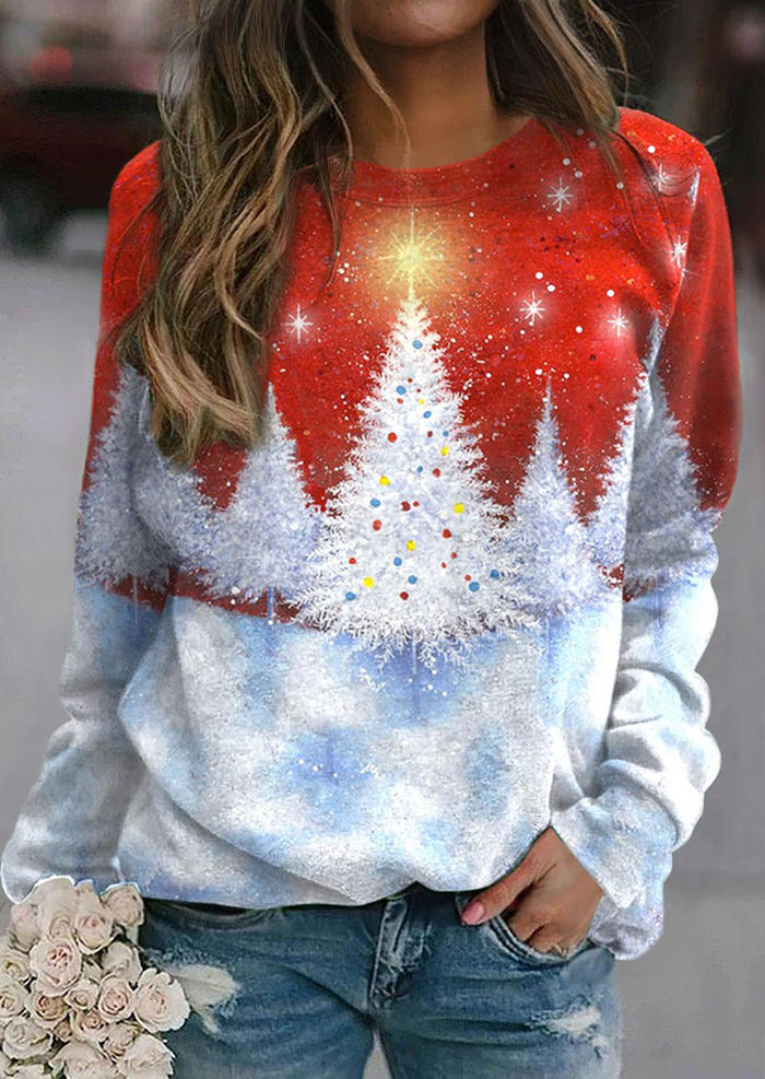 

Sweatshirts Christmas Tree Snowflake Pullover Sweatshirt in Multicolor. Size