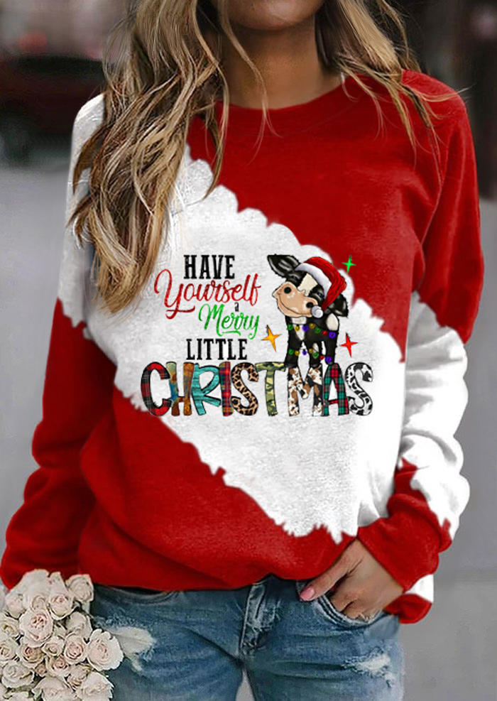 

Sweatshirts Have Yourself A Merry Little Christmas Cow Sweatshirt in Red. Size: L,M,,XL