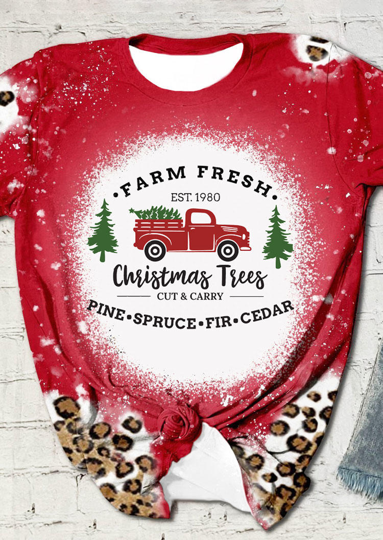 Christmas Tree Farm Fresh Pine Spruce Fir Cedar T-Shirt Tee - Red