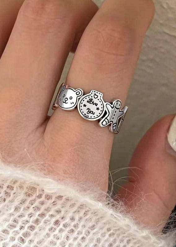 

Rings Christmas Gingerbread Man Adjustable Ring in Silver. Size