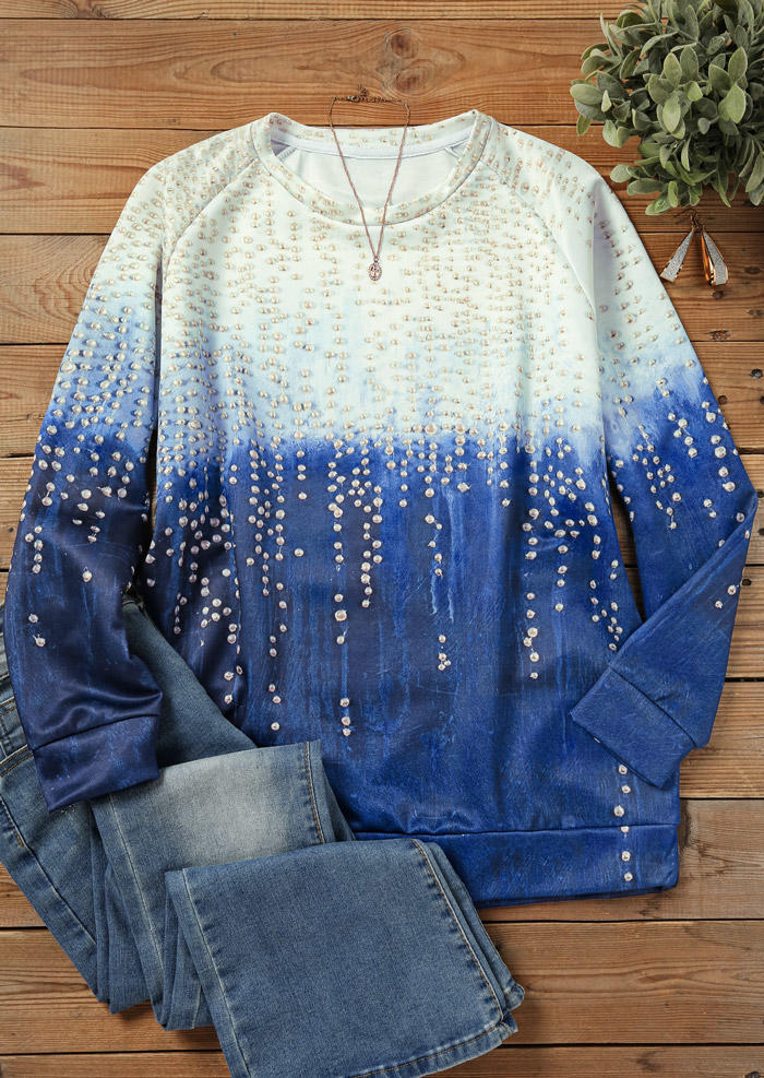 

Sweatshirts Gradient Long Sleeve Pullover Sweatshirt in Multicolor. Size