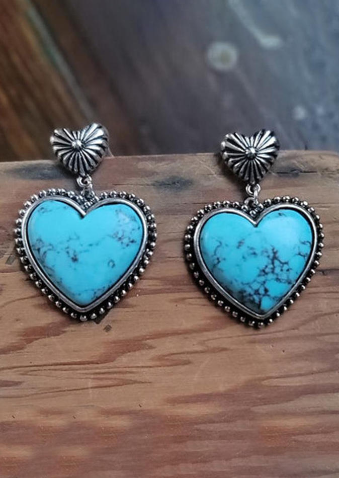 

Earrings Heart Turquoise Stud Earrings in Silver. Size