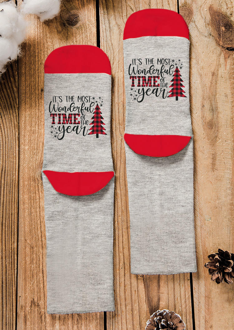 

Crew Socks Christmas It's The Most Wonderful Time Of The Year Crew Socks in Gray. Size