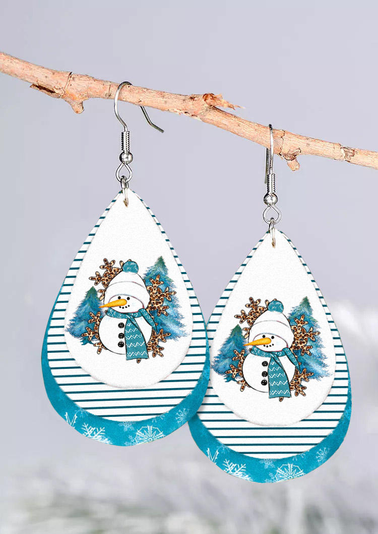 

Earrings Christmas Snowman Striped Leopard Earrings in Multicolor. Size