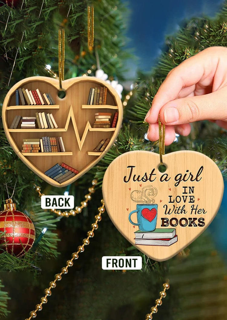 Christmas Decoration Christmas Just A Girl In Love With Her Books Hanging Ornament in Multicolor. Size: One Size