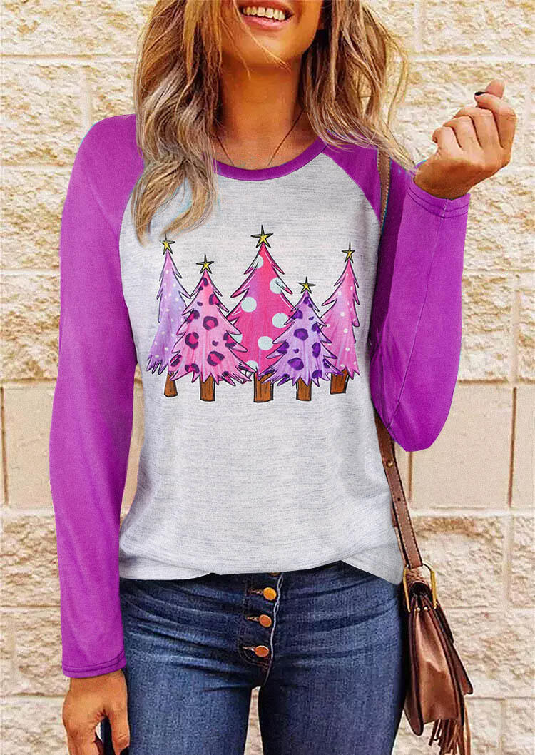 

T-shirts Tees Christmas Tree Leopard Dot O-Neck T-Shirt Tee in Gray. Size