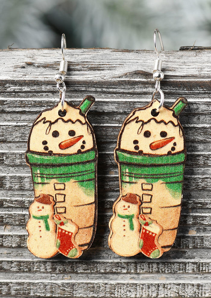 

Earrings Christmas Snowman Wooden Earrings in Multicolor. Size