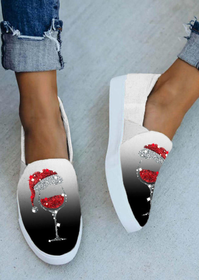 

Sneakers Christmas Hat Wine Glass Gradient Round Toe Sneakers in Black. Size: ,38,39,40,41