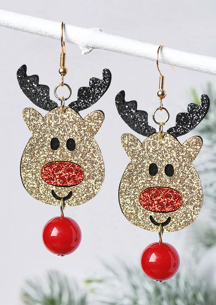 

Earrings Christmas Reindeer Glitter Earrings in Gold. Size