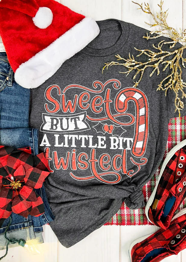 T-shirts Tees Sweet But A Little Bit Twisted T-Shirt Tee - Dark Grey in Gray. Size: L,M,S,XL