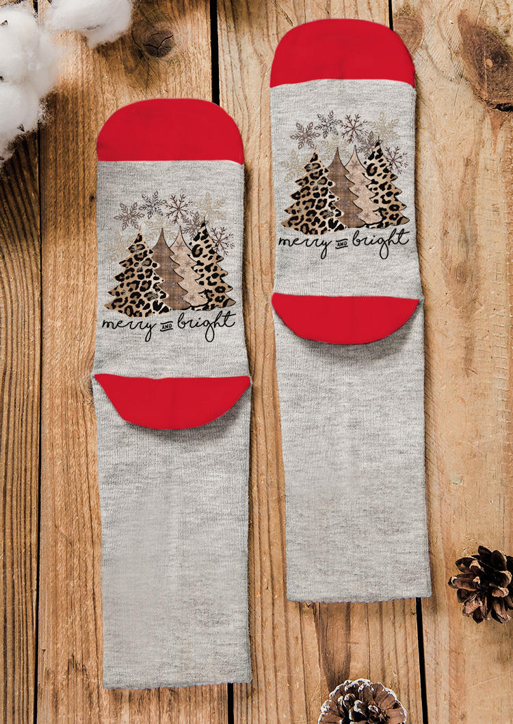 

Crew Socks Christmas Tree Merry And Bright Leopard Crew Socks in Gray. Size