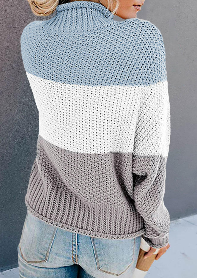 

Sweaters Color Block Long Sleeve Turtleneck Sweater in Multicolor. Size: M