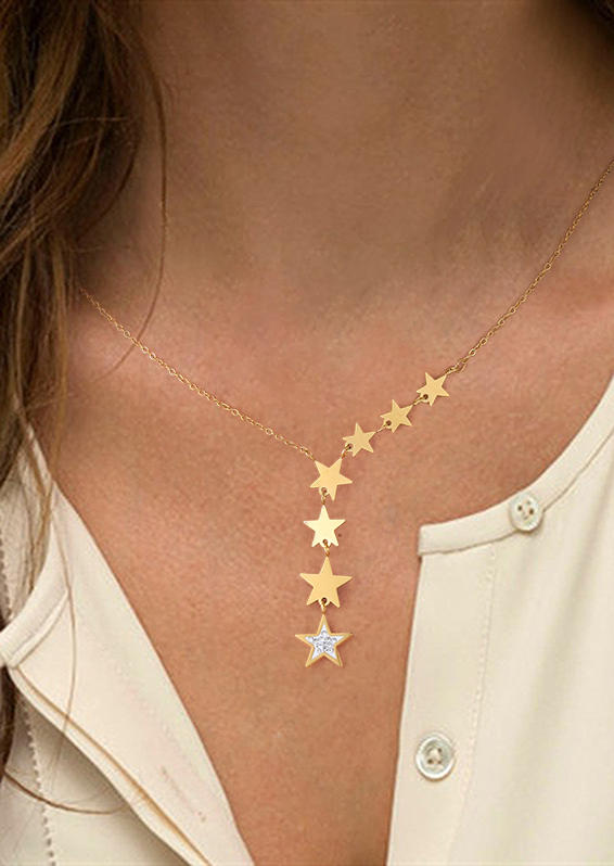 

Necklaces Star Rhinestone Alloy Necklace in Gold. Size