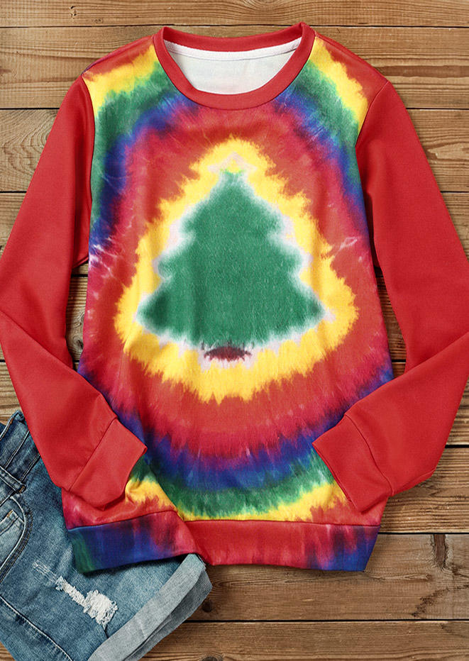 

Sweatshirts Christmas Tree Tie Dye Pullover Sweatshirt in Multicolor. Size