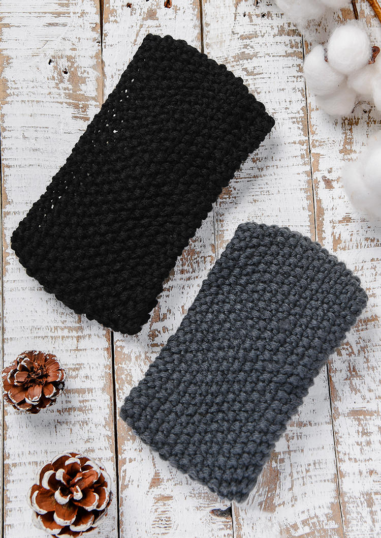 

Bowknot Knitted Sports Wide Headband in Gray. Size