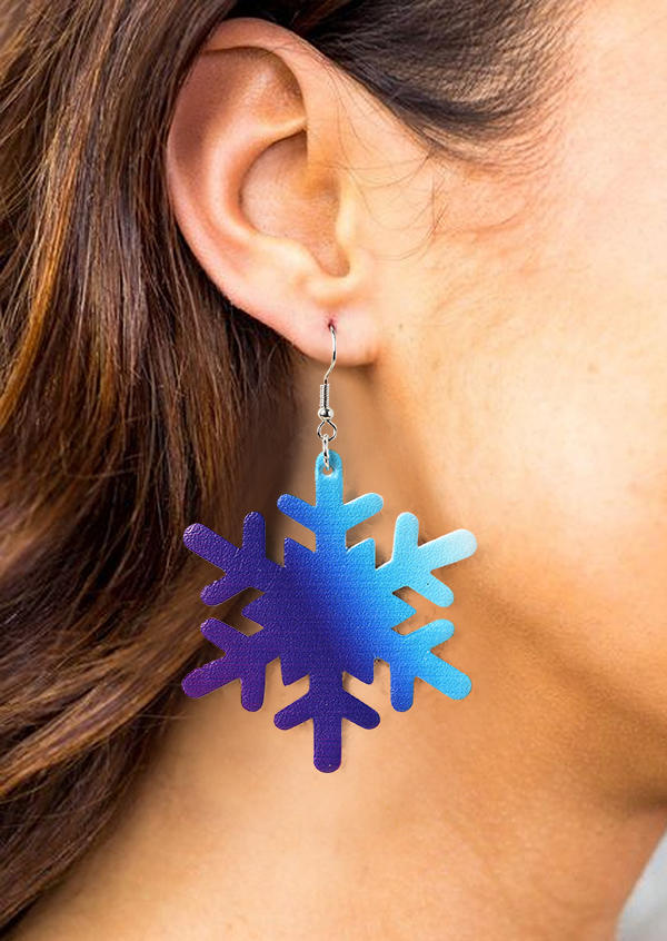 

Earrings Christmas Snowflake Gradient Hook Earrings in Multicolor. Size