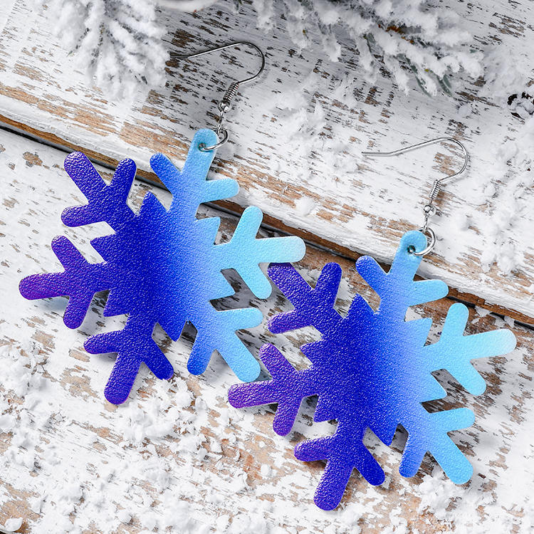 Christmas Snowflake Gradient Hook Earrings