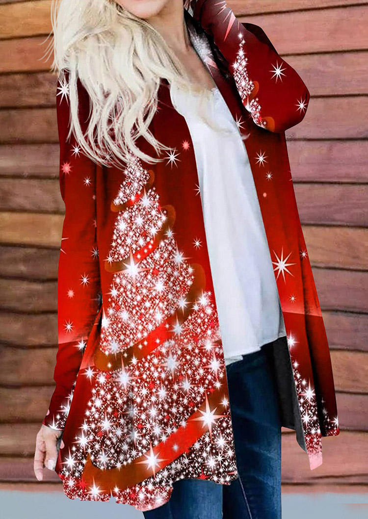 

Cardigans Christmas Gradient Long Sleeve Open Front Cardigan in Red. Size: L,M,,XL