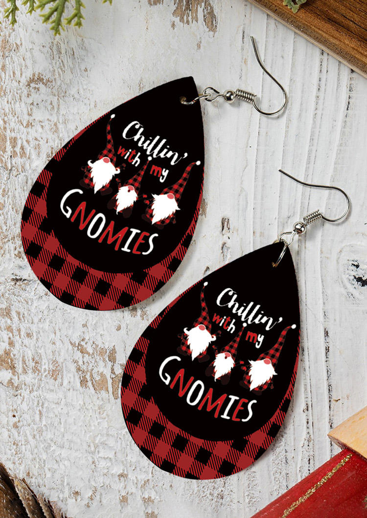

Earrings Christmas Chillin' With My Gnomies Plaid Earrings in Black. Size