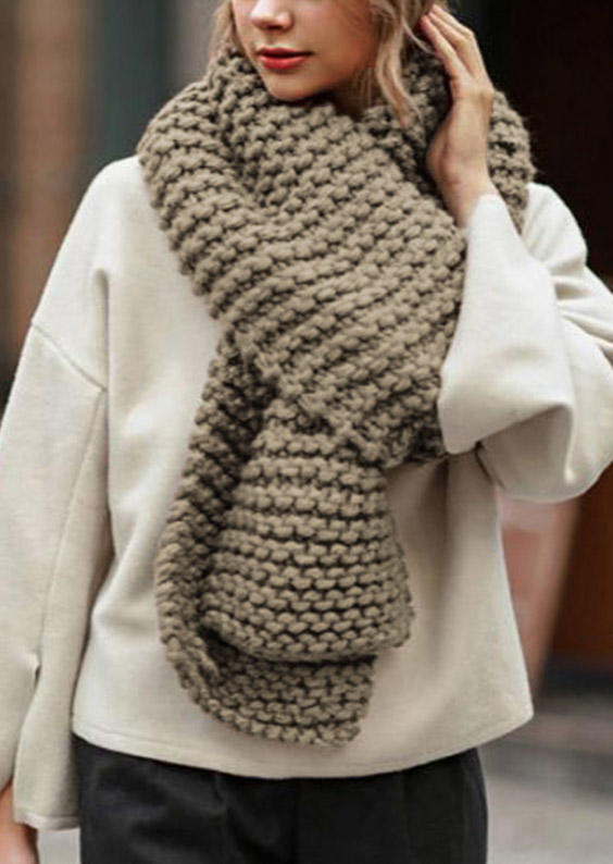 Scarves Knitted Warm Long Scarf in Gray. Size: One Size