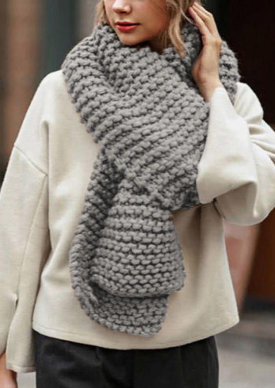 

Scarves Knitted Warm Long Scarf in Gray. Size