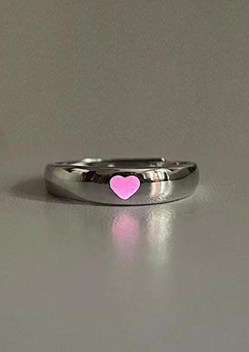 Rings Heart Luminous Alloy Open Ring in Blue,Pink. Size: One Size