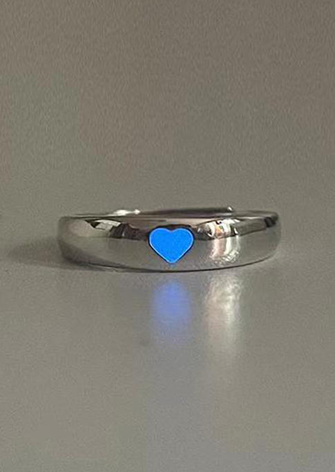 

Rings Heart Luminous Alloy Open Ring in Blue. Size