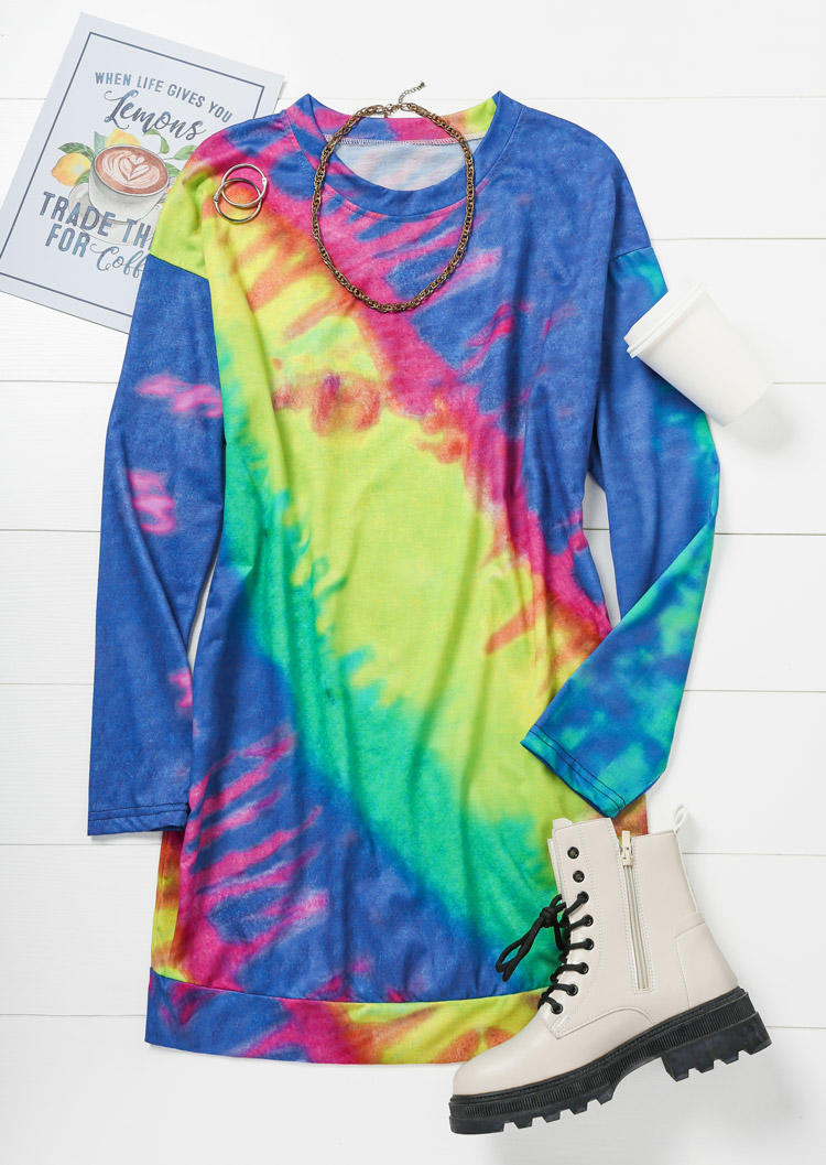 

Mini Dresses Tie Dye Long Sleeve Sweatshirt Mini Dress in Multicolor. Size: L,M,,XL