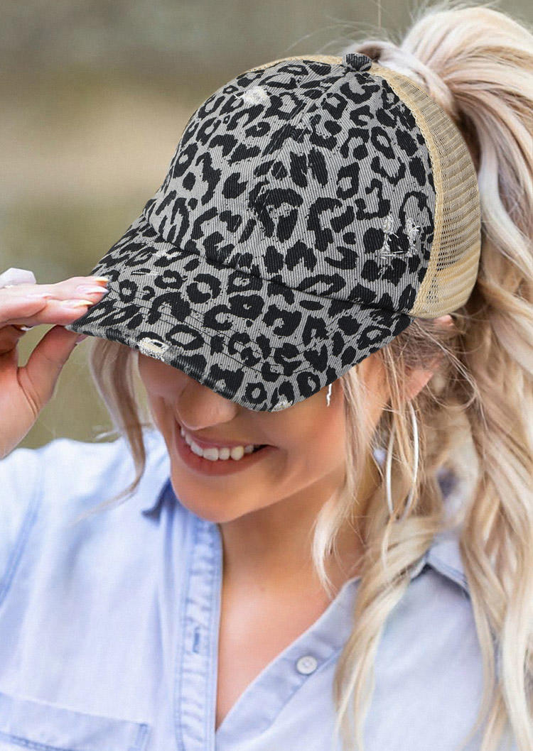 

Hats Leopard Mesh Splicing Hollow Out Baseball Cap in Multicolor. Size