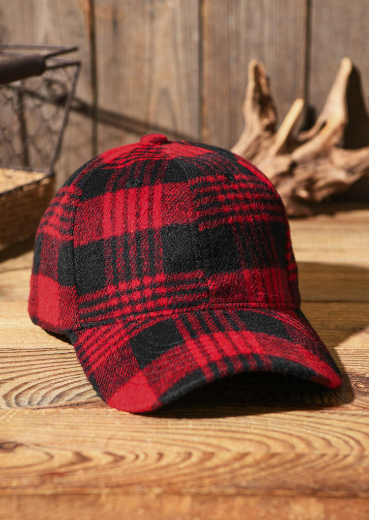 Hats Plaid Casual Baseball Cap in Red. Size: One Size