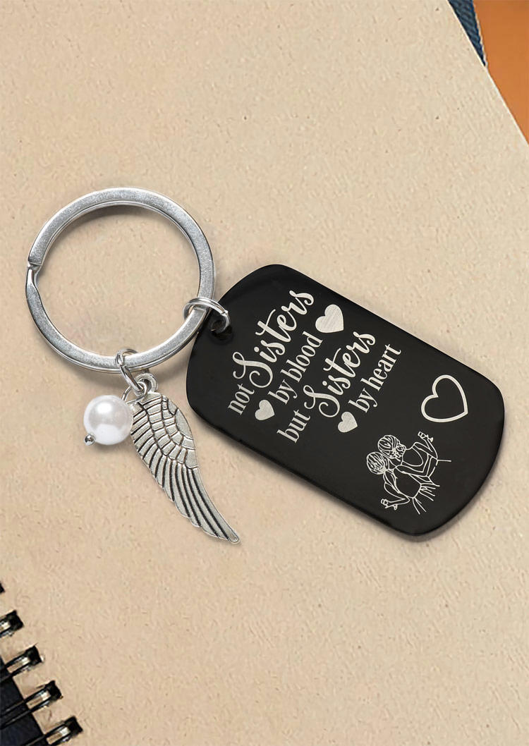 

Keychains Not Sister By Blood But Sisters By Heart Wing Keychain in Black. Size