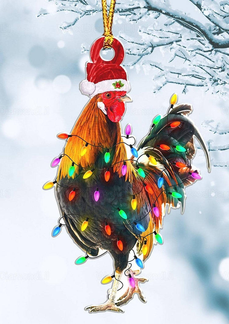 

Christmas Decoration Christmas Hat Rooster Lantern Ornament in Multicolor. Size