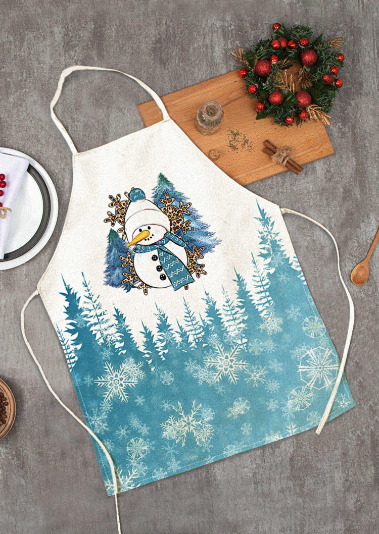 

Tools Christmas Snowman Snowflake Leopard Antifouling Apron in Blue. Size