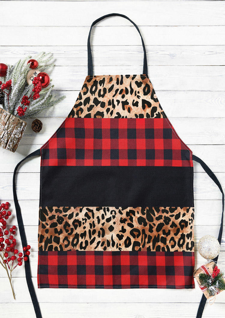 

Tools Plaid Leopard Color Block Apron in Multicolor. Size