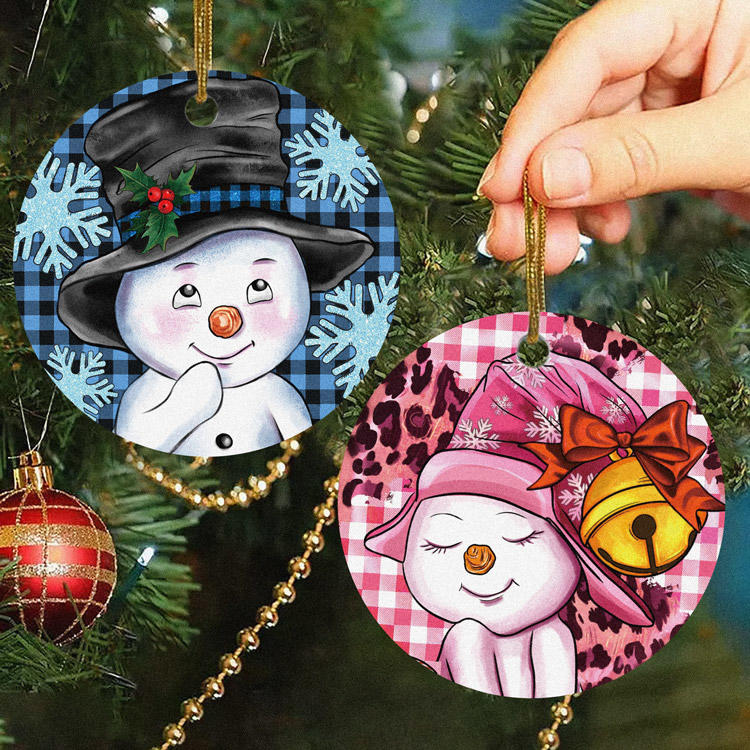 Christmas Snowflake Plaid Leopard Ornament