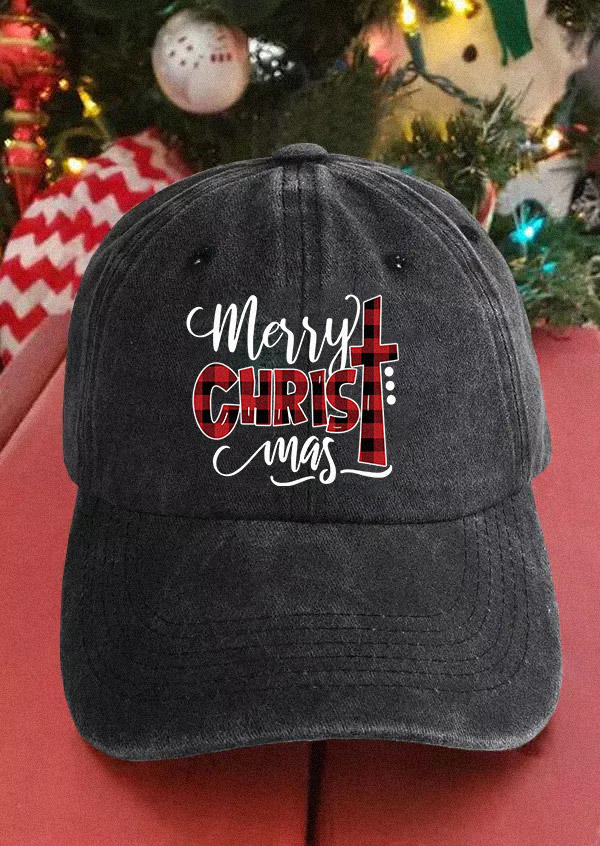

Hats Merry Christmas Plaid Baseball Cap - Dark Grey in Gray. Size