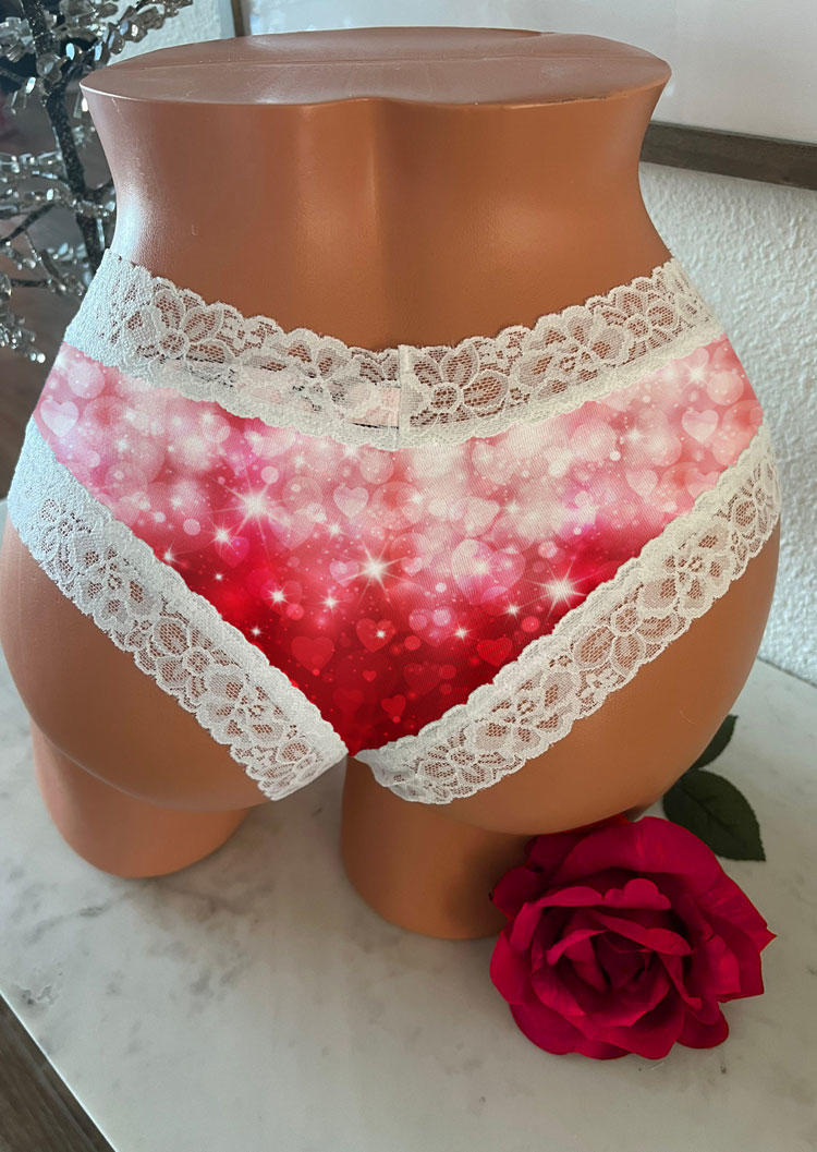 Panties Gradient Lace Splicing Panties in Red. Size: L,M,XL