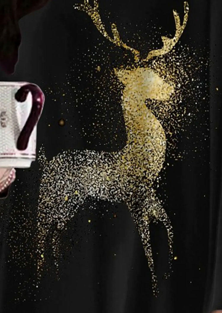 

Mini Dresses Christmas Glitter Reindeer Pocket Mini Dress in Black. Size: L,M,,XL