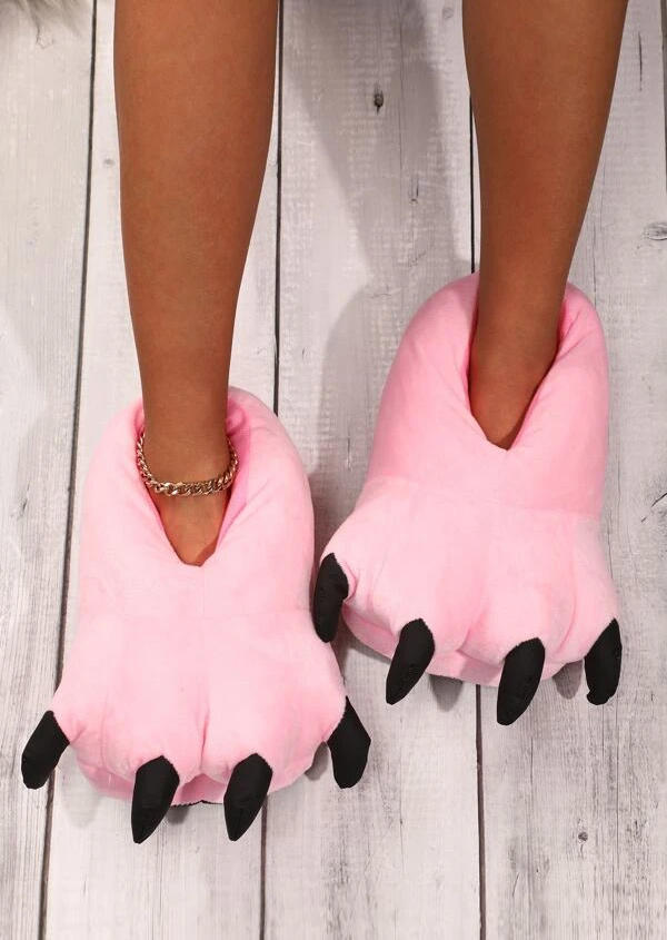 

Slippers Cartoon Claws Warm Slip On Slippers in Pink. Size