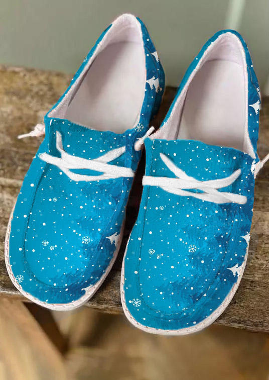 

Sneakers Christmas Tree Snowflake Slip On Flat Sneakers in Blue. Size: ,38,39,40,41