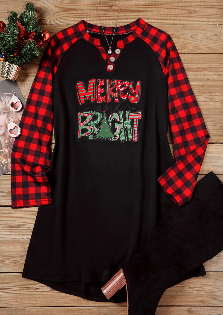 Mini Dresses Christmas Merry Bright Plaid Striped Mini Dress in Black. Size: L,M,S,XL