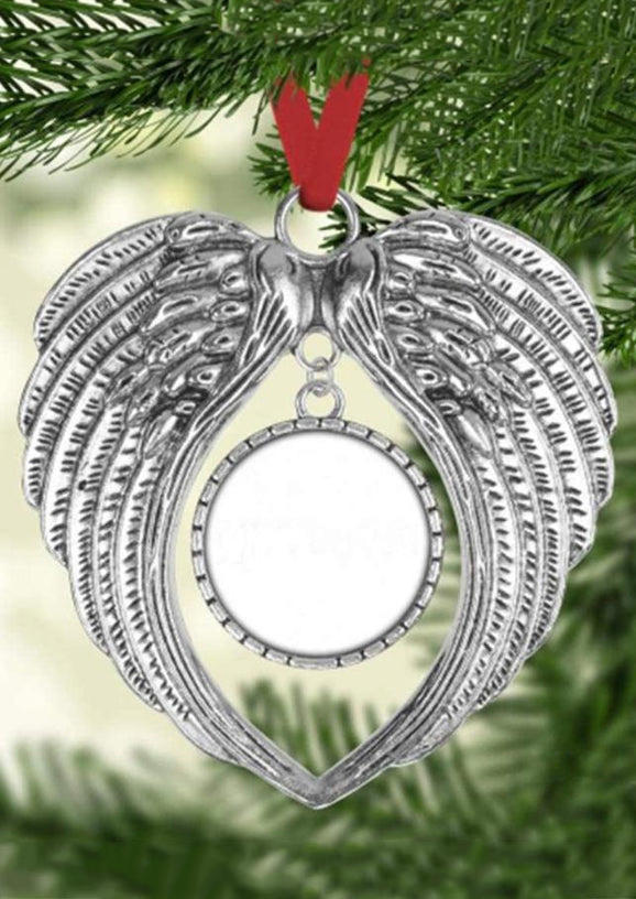 Christmas Decoration Christmas Angel Wings Photo Frame Memorial Pendants Hanging Ornament in Silver. Size: One Size