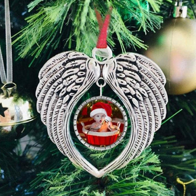 Christmas Angel Wings Photo Frame Memorial Pendants Hanging Ornament