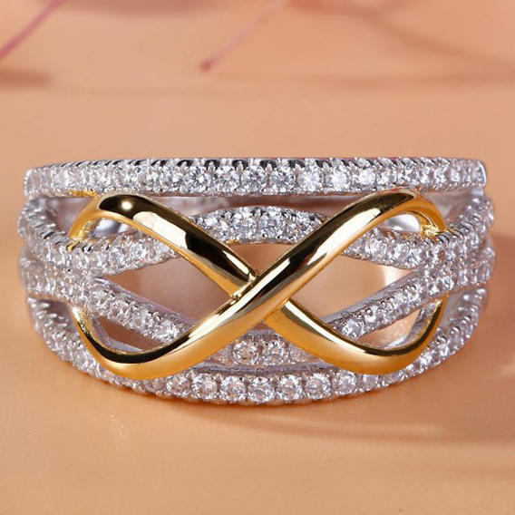 Rhinestone Hollow Out Alloy Ring