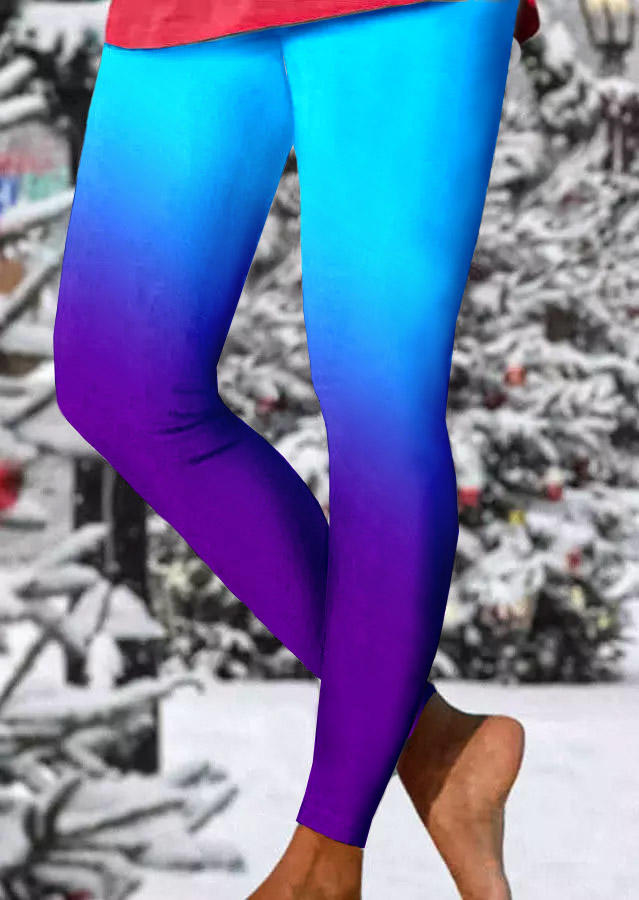 

Leggings Gradient Elastic Waist Skinny Leggings - Lake Blue in Blue. Size