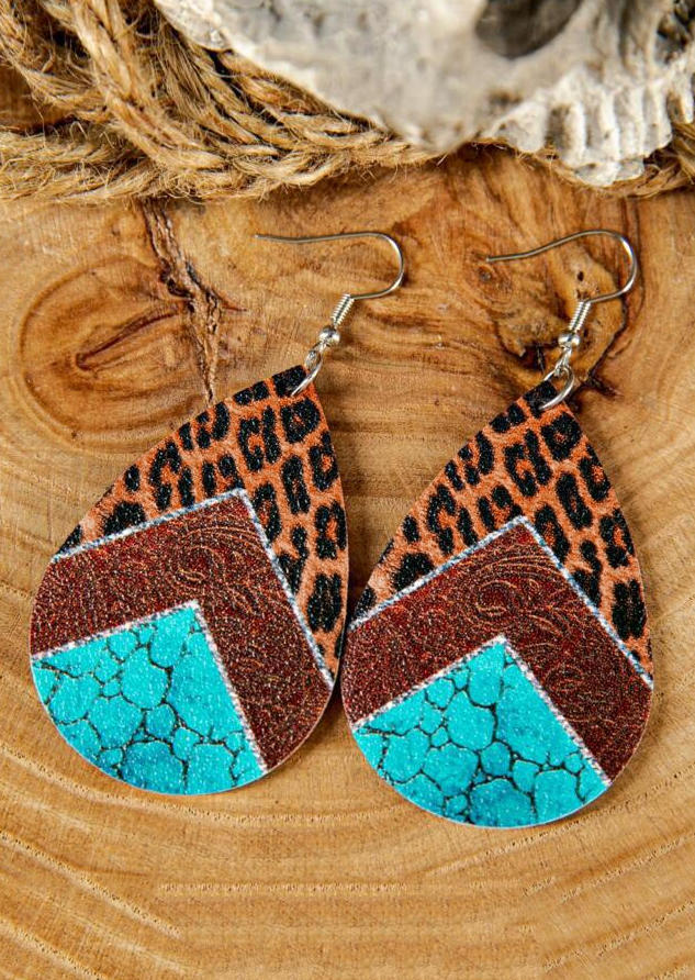 

Earrings Leopard Turquoise Color Block Earrings in Multicolor. Size