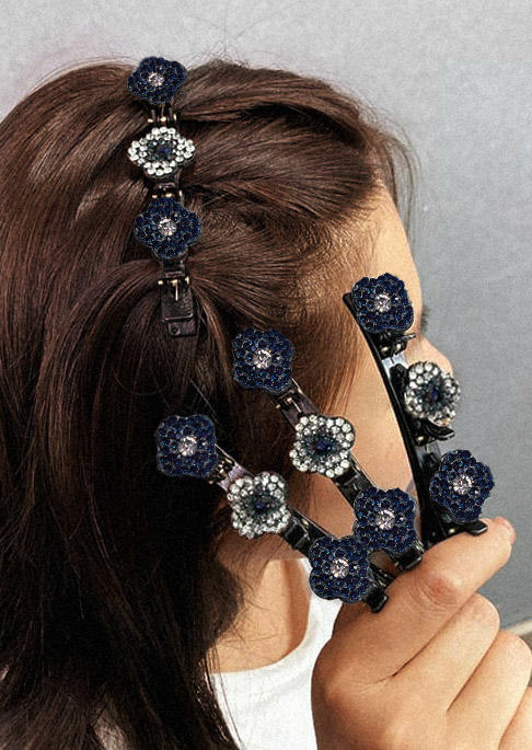 

Sparkling Rhinestone Braided Hairpin in Blue. Size