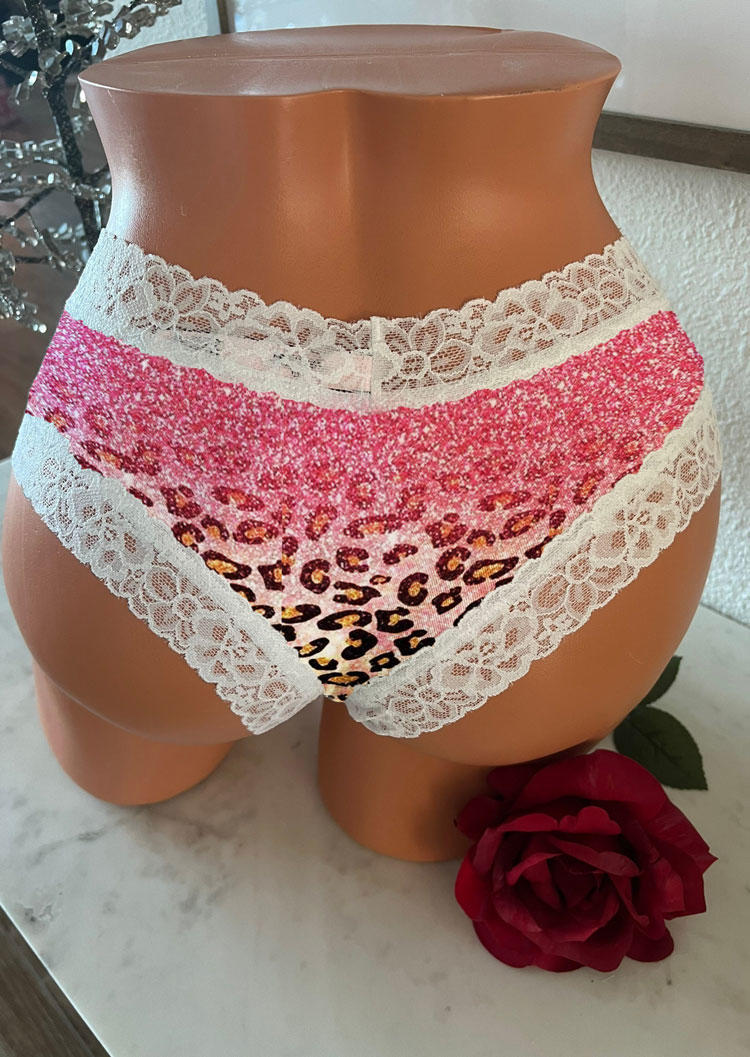 

Panties Leopard Gradient Lace Splicing Panties in Pink. Size